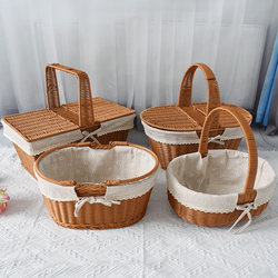 Imitation Rattan Storage Basket, Flower Basket, Shopping Basket, Rattan Fruit Basket, Hand-Held Basket, Vegetable Basket, Picnic Basket, Storage Bin, Egg Basket
