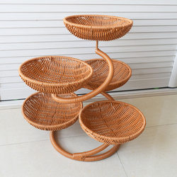 Multi-Layered Welcoming Pine Fruit Basket, Nut Tray, Storage Basket, Bread Tray, Handmade Imitation Rattan Dried Fruit Basket
