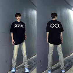 Heavyweight 100% Pure Cotton American Hip-Hop High Street Cool Short-Sleeve T-Shirt for Men, Summer Trendy Brand Loose Half-Sleeve Tee