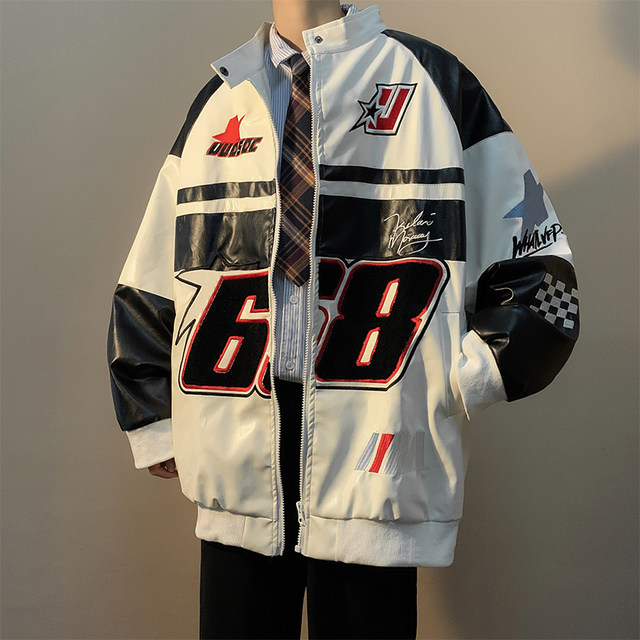 American Hip-Hop Racing Suit Motorcycle Jacket Men's Spring and Autumn ...