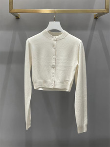 American European 25 spring round neck simple wool base sweater top short long sleeve T-shirt knitted cardigan for women
