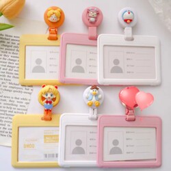 Double-Sided Transparent Work Badge Holder, Horizontal Version, Retractable Badge Reel, Doctor Badge Holder