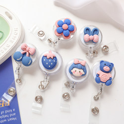 Klein Blue ins Simple Retractable Easy-Pull Buckle Nurse Doctor Badge Holder Work Id Card Holder