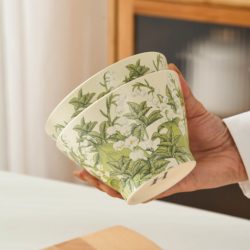 Huadian Happiness Lily of the Valley Tableware Ceramic Bowl and Plate Set for Home Use, Rice Bowl, Light Luxury ins Style Dish Plate