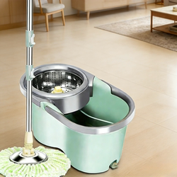 Rotating Mop Bucket with Wheels, Hands-Free Washing, Household Use, One-Step Cleaning, Lazy Mop Tool, Dual-Use for Dry and Wet, Mop Bucket