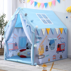 Boy sleeps in a new tent in separate beds
