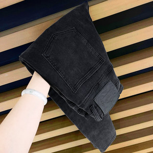 
High-end/9-point jeans/Men's slim-fitting Korean style black and gray simple and versatile stretch nine-point trousers