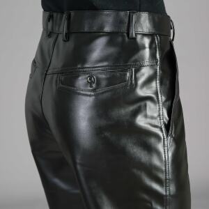 Men's large-size leather pants warm men's cycling, oil-proof takeaway straight-tight casual middle-aged and elderly people with thickened designated driving work