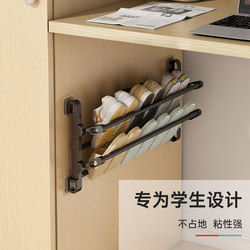 Wall-Mounted Shoe Rack, Small Foldable Storage Solution under the Dormitory Desk, Space-Saving, No-Drill Shoe Rack for Students' Bathroom Door