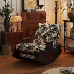 Solid Wood Retro Rocking Chair for Living Room, Home Lazy Sofa, Recliner, Can Lie down and Sleep, Balcony Leisure Chair, Single Sofa Chair