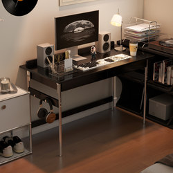 Bauhaus Style Solid Wood Computer Desk, Home-Use Vintage Desk, Adult Office Desk, Black Workbench, Table with a Sense of Design