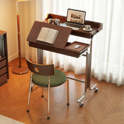 Used Solid Wood Adjustable Computer Desk, Home Workstation, Small Office Desk, Movable Desk, Bauhaus Style, Small Apartment