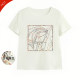 Paro mulberry silk simple commuting tinel round neck straight shoulder white cartoon Japanese version printed short-sleeved women's T-shirt
