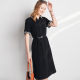 Palo Sang Silk Women's Skirt 24 Spring and Summer New Polo Collar Houndstooth vintage Print Short Sleeve Mulberry Silk Dress
