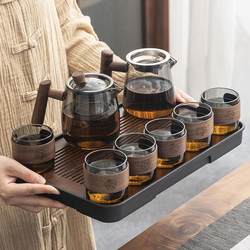 Heat-Resistant Glass Tea Set, Anti-Scalding, Light Luxury, High-End, Elegant, Household Tea Set, Office Kung Fu Tea Set Set