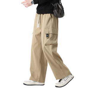 Men's overalls, spring, autumn and winter trendy wide-leg velvet pants for men, khaki functional sports casual trousers