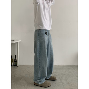 
INKNOTS American retro baggy loose wash jeans men and women fashion brand vintage straight casual pants