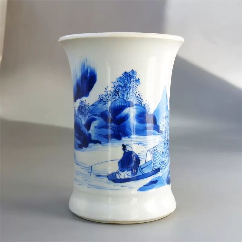 中国美術 陶磁青花唐子 人物香炉 置物 緣起物 希少品 道八大在銘