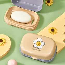 Printed large drainable soap dish with lid