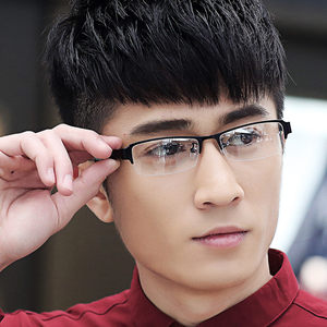 Myopia glasses Men's business half -frame boarding mirror frame comfortable spring legs equipped with flat -light color change color product
