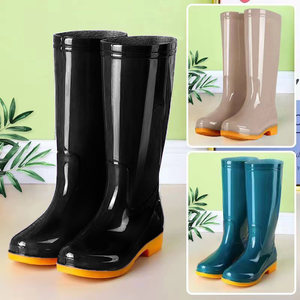 High -tech rain boared female anti -slip water shoes Women's long -tube fashion rain boots beef tendon bottom shoes adult waterproof rubber shoes and water boots