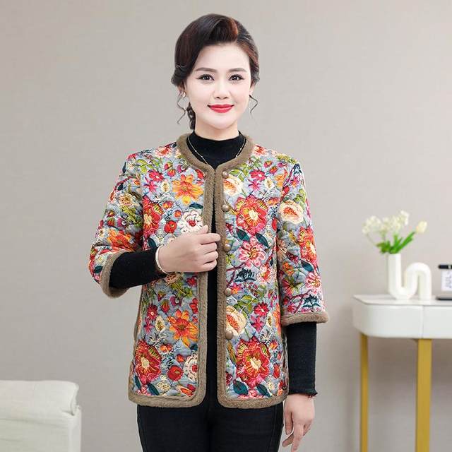 Middle-aged and elderly women's warm and velvet thickened cotton-padded clothes for mothers winter cotton-padded jackets half-sleeved vests three-quarter cotton-padded jackets