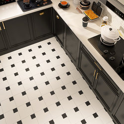 200X200 French Cloth Pattern Carved Black and White All-Ceramic Small Tiles Bathroom Kitchen Balcony Entrance Non-Slip Tiles
