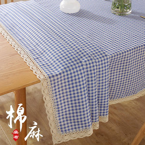 INS table cloth cloth cloth art cotton and linen small fresh Nordic wind net red girl heart lattice coffee table dormitory dormitory desk