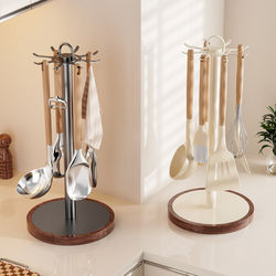 Kitchen Rotating Hook Pot Holder, Household Countertop Storage Rack for Hanging Spoons, Spatulas, and Ladles, No-Drill Kitchen Utensil Organizer