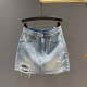 New summer 2025 new old denim skirt for women with high waist ripped wool edges to make them look slim and hip-covered skirt