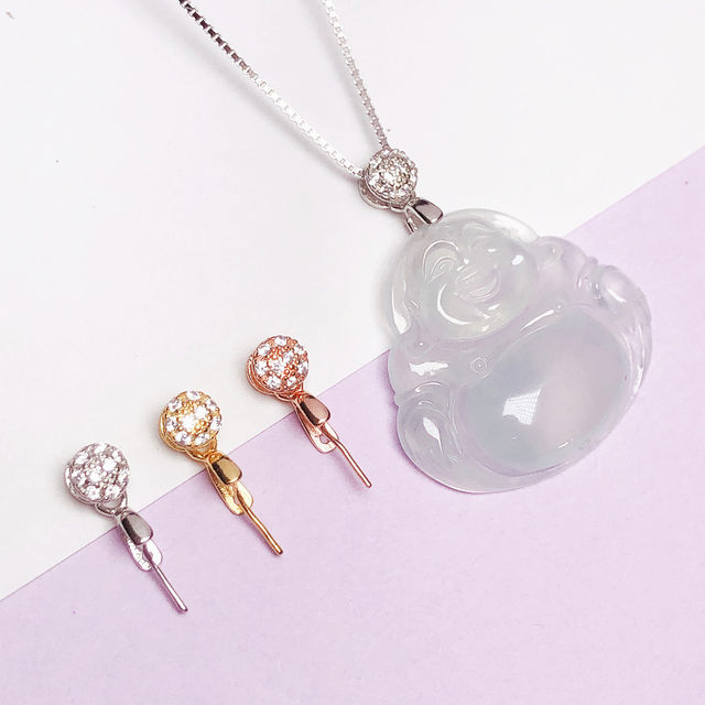 S925 sterling silver necklace button Buddha male jade buckle gold melon seed buckle 1 card button 18k gold pendant buckle head