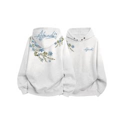 Akandl American-Style Retro Snowflake Plant Letter Print Loose Hooded Button Sweatshirt, Unisex
