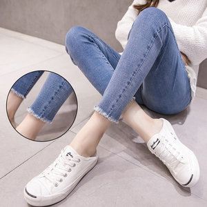 Spring leggings for pregnant women in spring belly support pants, wearing jeans, spring and autumn slim feet, pencil pants, nine-point pants
