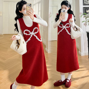 
Maternity wear, autumn and winter long-sleeved bottoming shirt, winter vest dress, autumn and winter two-piece dress suit, skirt, fashionable mom