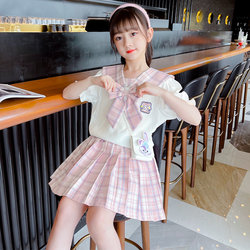 Girls' Dress 2026 New Summer Style Preppy Princess Dress Kids Girls Jk Uniform Set Dress Summer