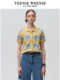 TeenieWeenie Bear/Sesame Street Joint Women's Full Print Knitted Short-Sleeve Lapel Cardigan

