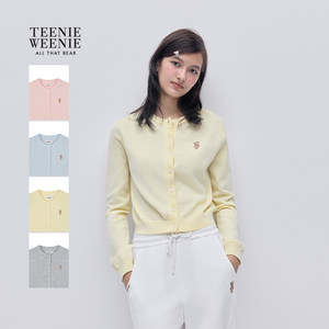 
TEENIEWEENIE bearnova bear women's spring and autumn fresh girly round neck sweater knitted cardigan