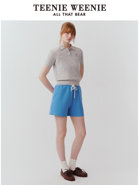 
TeenieWeenie Bear Knitted T-shirt Women's Summer New College Commuter Short Sleeve POLO Shirt Thin Sweater