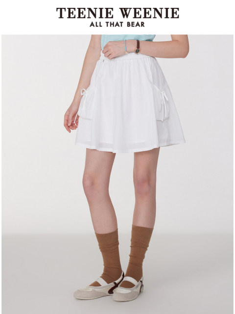 TeenieWeenie Bear Women's Skirt 2025 Summer New Elegant Solid Color White Skirt