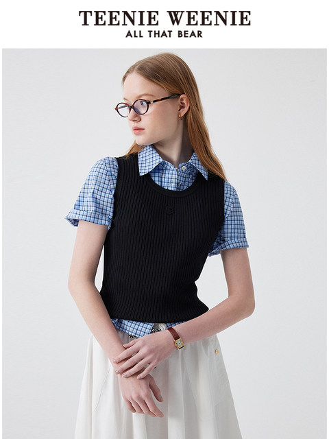 TeenieWeenie Bear Knitted T-shirt Women's Summer New Style Navigation Commuter Multi-Wear Sweater Vest