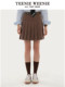 TeenieWeenie Bear Women's Casual Plaid Pleated Short Skirt A-line High Waist Fashion College Commuter Skirt
