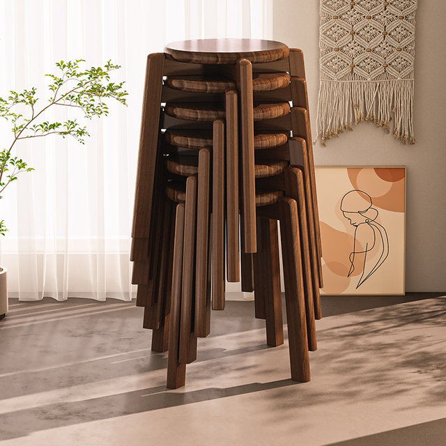 Solid wood square stool, home living room, adult low stool, small bench ...