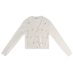 
Stubborn spring new style retro jacquard v-neck sweater knitted cardigan short jacket for women 80131MY07956