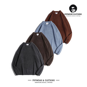 Winter American casual solid color sweater round neck pullover bottoming shirt for men autumn and winter sweater simple warm sweater