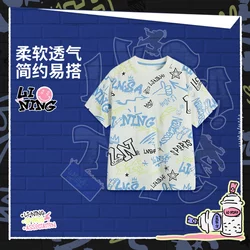 Li-Ning Boys' 2025 Summer New Ice-Feel Moisture-Wicking Loose Short-Sleeve Cultural Shirt Yhsv175