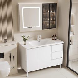Floor-Standing 304 Stainless Steel Bathroom Cabinet Combination Washbasin Washbasin Bathroom Washbasin Integrated Ceramic Basin
