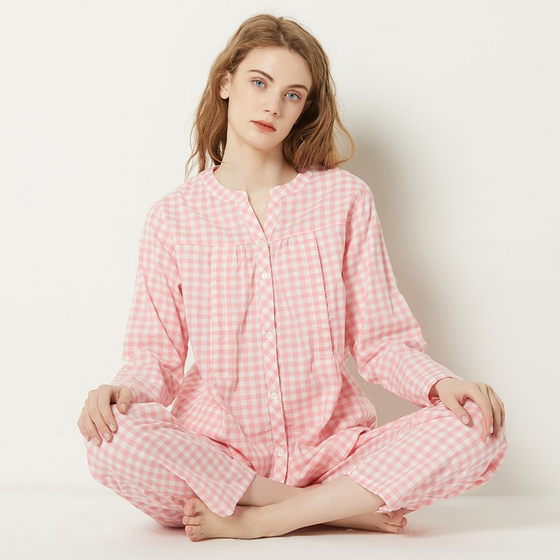 
Pregnant women's pajamas confinement clothes autumn thin pure cotton gauze production September 10th breastfeeding clothes home clothes summer