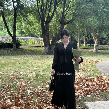 Tatou Studio slightly fat large size Korean gentle pink white and slim dress