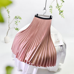 
Fashionable and textured high-waisted high-waist pleated A-line mid-length skirt with elastic waist and pleated skirt
