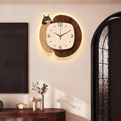 Cartoon Totoro Clock Wall Clock for Living Room 2025 New Model Light Luxury High-End Creative Cute No-Drill Wall Clock